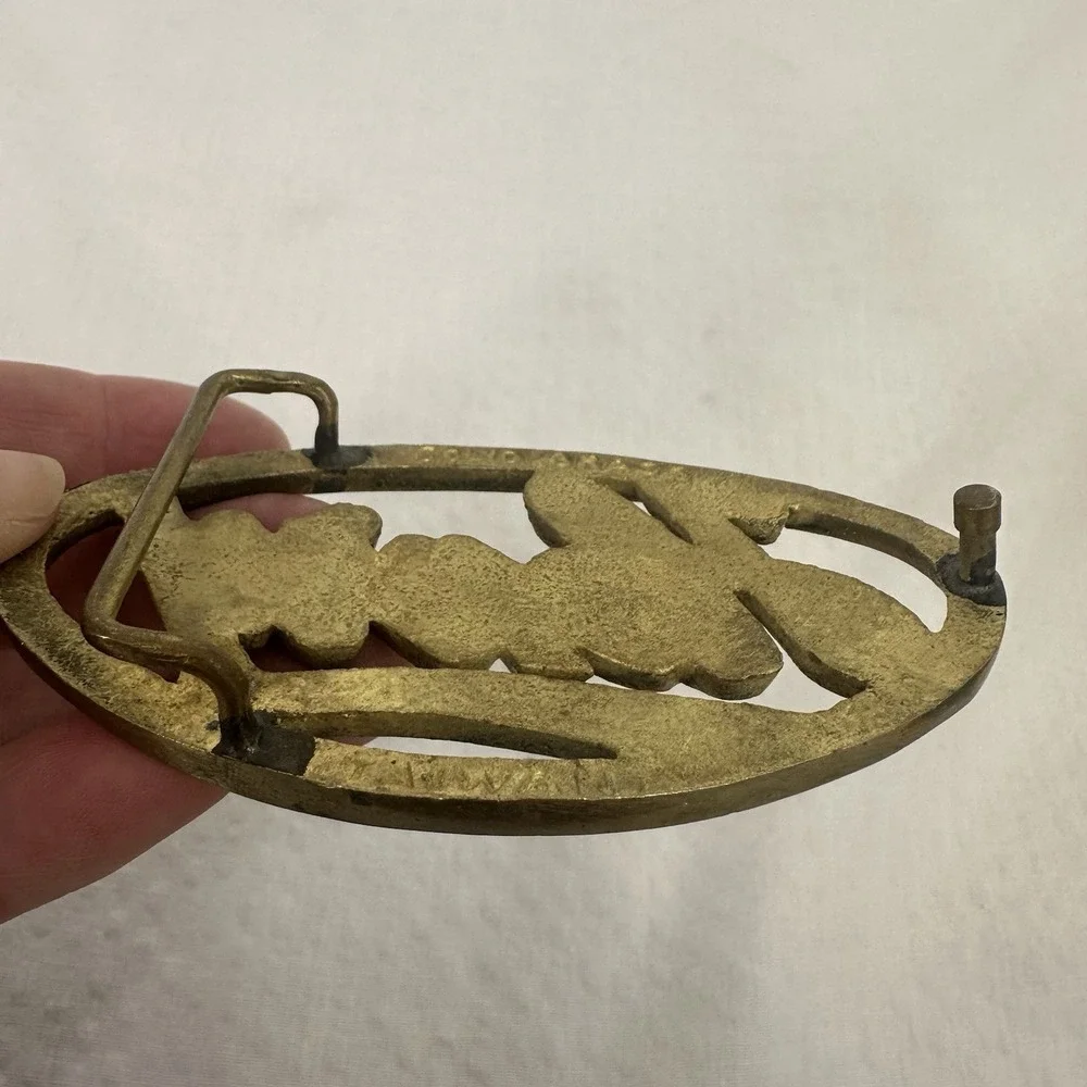 Henry - Brass Oval Belt Buckle Name In Cursive Marked Solid Brass‎ Taiwan